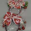 2 Pack Christmas Headbands for Women Christmas Candy Bow Headbands with Red Green Ball Cane Peppermint Elk Xmas Tree Headwear Hair Costume Accessories for Women Holiday Xmas Party Gift