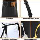 Kitchen Aprons for Cooking, 4 Pack Black Adjustable Bib Aprons with Pockets, Water Oil Resistant Chef Aprons for Men Women