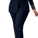 Tcremisa Womens Fashion Pants Suit 2 Piece Business Outfits Pearls Long Sleeve Blazer and Slim Fit Pants Sets, Size: XX-Large