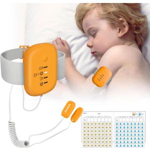 Bed Wetting Alarm for Boys and Girls - USB Rechargeable with Loud Sound & Vibration, 3 Reminder Modes, High Sensitivity Sensors, Long Standby Time Over 120 Hours (Orange)