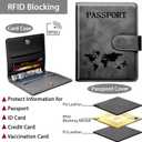 2 Pack RFID Passport Holder and Leather Card Case Set - Travel Essentials for Women & Men (Black)