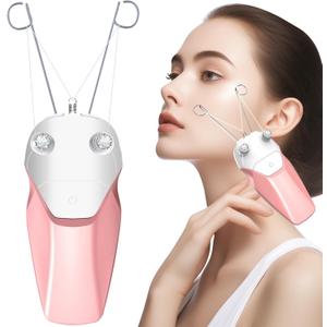 WAYCOM Facial Threading Hair Removal for Women, USB Rechargeable Electric Hair Removal Device - Threading Epilator Face Razors for Women, Chin, Lip, Arms, Legs, Cotton Thread & Pearl Powder Included (PINK)