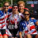 24 Pcs 5K Running Medals Bulk 2'' Race Medallion Trophy Award with Blue Whit Red Ribbons Labour Day Supplies for Race Walk Tournaments Match Sports Competition