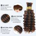 Light Brown Human Braiding Hair Brown Deep Wave Human Boho Braiding Hair 22 22 22 Inch 4/30 Deep Wave Bulk Hair Extensions 150g 3 Bundle