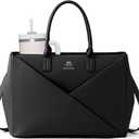 LOVEVOOK Laptop Tote Bag for Women with Large Cup Holder, 17.6 Inch PU Leather Work Bag Teacher Tote Bag, Waterproof Computer Bags Business Office Briefcase Handbag