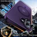 Magnetic for iPhone 16 Case, [Compatible with MagSafe][Military-Grade Drop Protection][Anti-Yellowing] Shockproof Protective Translucent Matte Cover for iPhone 16 Phone Case,Deep Purple