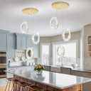 ykolupty Pendant Lights Kitchen Island Mini Crystal Chandeliers 3-Lights Crystal Ring Chandelier for Dining Room Hallway Stairwell,LED Dimmable 2700K-6000K, Round 3-Rings