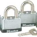 Master Lock 3009D Keyed-Alike Warded Padlock, Steel, 1-1/2-inch Wide Body, 4-Pack, 2-Keys Included , Silver