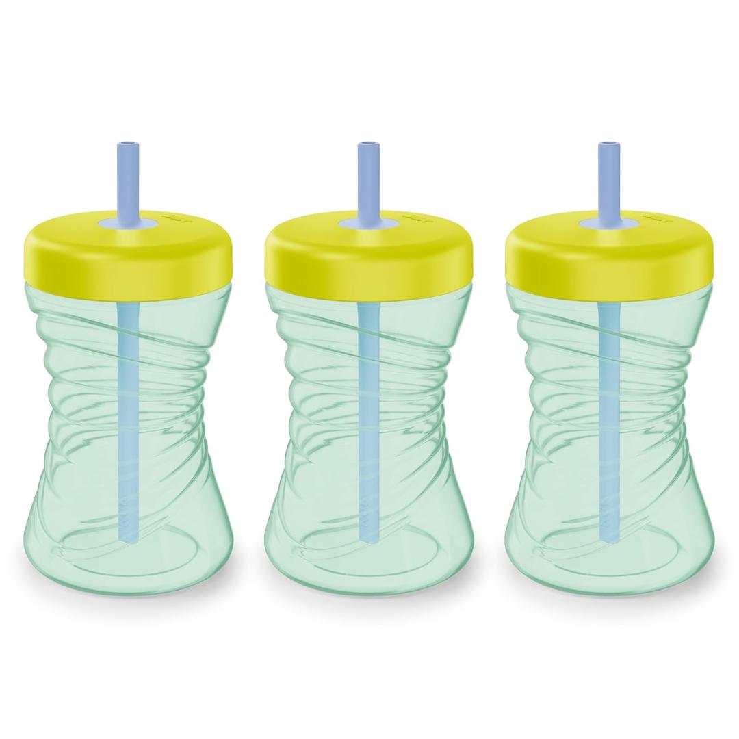 NUK Fun Grip Straw Cup, 3-Pack - Toddler Sippy Cup with Straw for Easy Drinking, Suitable for Ages 8 Months and Up