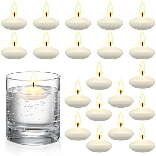 Nuanchu 20 Pcs White Floating Candles Centerpieces for Wedding 1.5 Inch Small Unscented Floating Candles Decoration for Valentine's Day Party Wedding Anniversary Holiday Party Gifts Home Pool Decor