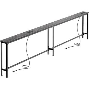 SUPERJARE 102 Inch Sofa Table with 2 Power Outlets and USB-C Ports, 5.9 Inch Narrow Console Table with Storage, Extra-Long, for Entryway Hallway Couch Behind Sofa, Small Spaces, Living Room, Grey, 5.9"D x 102.3"W x 29.7"H