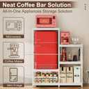 Mini Fridge Stand Coffee Bar Cabinet Station With Small Refrigerator Insert Storage Space, Shelf Organizer For Dorm Microwave To Sit, White Baker Rack With Power Outlet, Big Table To Go Over Fridge, 15.7"D x 40.5"W x 48.8"H