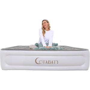 Queen Air Mattress with Built-in Pump, 18 inch Tall Inflatable Mattress Double Airbed, Luxury Self Inflating Air Bed Blow Up Mattress Portable for Home Camping Travel, 650lb Max Weight