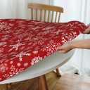 Christmas Winter Snowflakes Tablecloth with Elastic Edge, Round Table Cover Washable Reusable Xmas Red Table Cloths for Kitchen Dining Party, Medium (Fits 45-50 in)