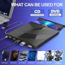 BPAKDU External CD/DVD Drive for Laptop with Carrying Case,DVD Player for Laptop,Portable CD Burner with 4 USB Ports, 2 TF/SD Card Slots,CD Disk Drive Player Reader Write