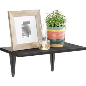 BAMFOX Black Floating Shelves Rustic Wood Wall Shelf for Bedroom, Bathroom, Living Room, Kitchen (10.5*5.8)