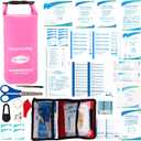 Boat First Aid Kit Waterproof, WELL-STRONG Marine Emergency Kit with Roll Top Dry Bag for Boating Fishing Kayaking Water-Resistant Contents for Camping & BeachPink