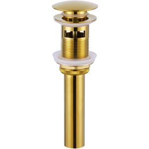 Angle Simple Bathroom Sink Drain Stopper Glossy Deep Titanium Gold Color, Brass Pop Up Sink Stopper with Overflow Hole for Sink with 1.61 to 2 Inches Drain Hole