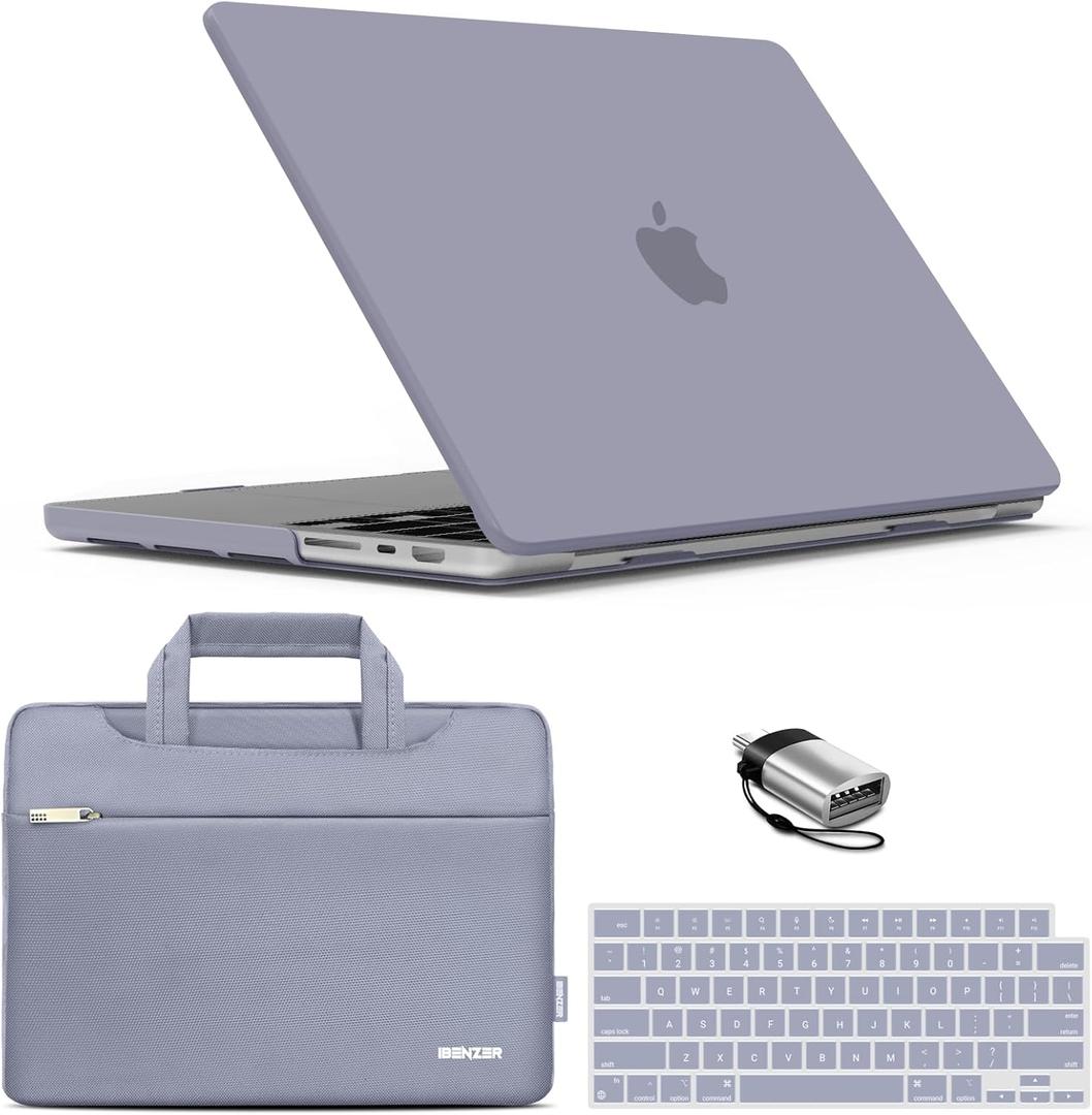 IBENZER Case for MacBook Pro 14 Inch 2026 2025 2024 2023 2022 2021 M5 M4 M3 M2 M1 A3434 A3112 A3185 A3401 A2918 A2992 A2779 A2442 Pro/Max, Hardshell Case&Sleeve&KeyboardCover&Type-C,Gray,T14LVGY+3