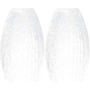 GO&SO 2 Pack Oval Clear Crackle Glass Lamp Shade Replacement,4"W x 7.8"H, 1.57" Fitter, Mini Lamp Shade Pendant Light Shade,High Transmittance for Wall Sconces/Chandelier/Kitchen Island Light