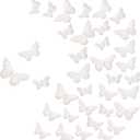 Chuangdi Feather Butterfly Decorations 36 Pcs White 3size Monarch Wall & Party Decor for Wedding, DIY Crafts Lightweight Artificial Feather Butterflies for Home Indoor Outdoor