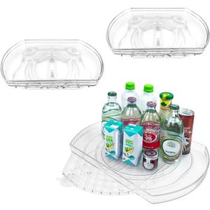360 Rotating Lazy Susan Turntable Organizer - Multifunctional 1Pack L & 2 Pack S Rectangular Organizer for Refrigerator, Cabinet, Pantry, and Kitchen Countertop