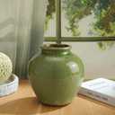 Ceramic Flower Vase Home Decor, 6.2 inch Farmhouse Rustic Vintage Decorative Vases, Pottery Terracotta Boho Flowers Vases for Dining Table, Living Room, Shelf, Kitchen, Bedroom (6.2"-Green)