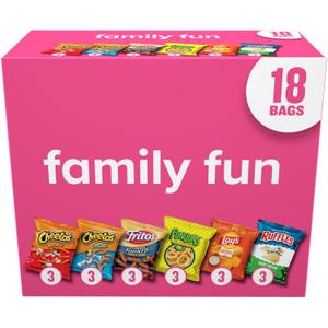 Frito-Lay Snacks Variety Pack, Family Fun Mix, Single Serve Snack Bags, (18 Pack), Ruffles, Fritos, Cheetos, Lay's, Funyuns, Chips EXP: 01/12/2026