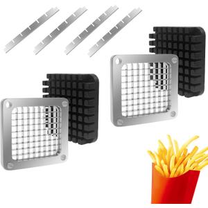2Pcs 3/8''Replacement Chopper Blade, Commercial Vegetable Chopper Dicer Stainless Steel Blade and Pusher Block for Fruit Cutting Machine Tomato onion French Fries Cutter