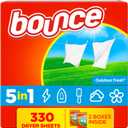 Bounce Dryer Sheets, 330 count, Outdoor Fresh Scent, Fabric Softener Sheets, Reduces Static, Softens and Fights Wrinkles