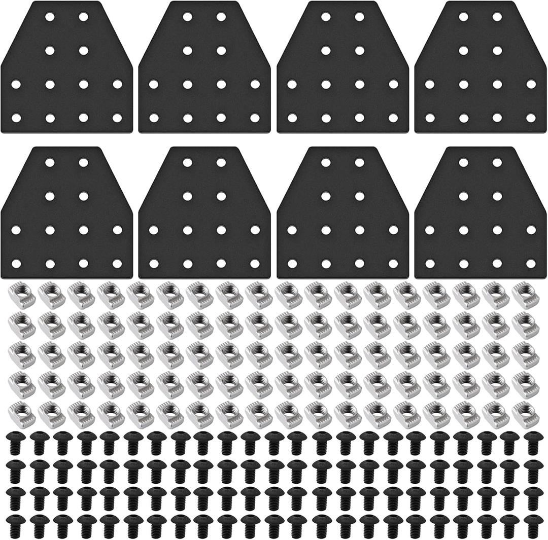 8pcs 2040 Corner Bracket T Shaped 12-Hole, 2040 Connector, 2040 Accessories for 2040 Extrusion Hardware Black