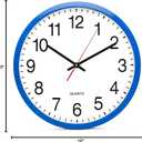 Bernhard Products Blue Wall Clock, Silent Non Ticking - 16 Inch Extra Large Quality Quartz Battery Operated Round Easy to Read Home/Office/Business/Kitchen/Classroom/School Clocks