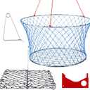 SATINIOR Crab Ring Trap Foldable Crabbing Net Kit 24” x 20” x 12”& 18” x 11” with Crabs Gauge, Harness, Rope & Bait Clip for Blue Crabs, Crawfish Portable Crabbing Equipment