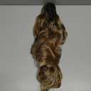 FESHFEN Claw Clip Ponytail Extensions - Long Pony Tail Hair Piece Wavy Curly Synthetic Hairpieces for Women, Ombre Brown Mix Blonde 30 inch