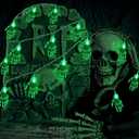 JMEXSUSS Halloween String Lights,15.2ft 30 LEDs Skeleton Hand String Lights Battery Operated, Halloween Lights Indoor & Outdoor for Cosplay Party Decor Home(Green)