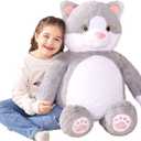 IKASA Giant Cat Stuffed Animal Plush Toy,30" Large Kitten Cute Jumbo Soft Toys, Huge Big Size Fluffy Plushy Fat Oversized Plushie,Gifts for Kids