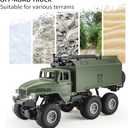 GoolRC RC Military Truck, 1:16 Scale 6WD Remote Control Car, Off-Road RC Truck with LED Light and 2 Batteries, All Terrain Army Transport Vehicle for Adults