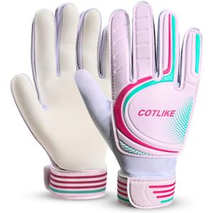 Soccer Goalie Gloves  Goalkeeper Gloves for Kids Boys Girls Youth, Goalie Gloves for Kids 8-12 with Strong Grips, 100% Latex Palms, Breathable & Protective Design for Training Match (7, Pink)