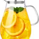 68OZ Glass Pitcher with Lid and Spout, Water Jug, 2000ML Carafe for Hot/Cold Water, Large Iced Tea Pitcher for Coffee, Juice and Homemade Beverage (67.6 Ounces)