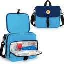 CURMIO Insulin Cooler Travel Case, Portable Diabetic Supplies Organizer with Insulated Pocket and Shoulder Strap for Insulin Pens and Diabetic Supplies, Blue (Bag Only)
