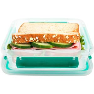 Sandwich Container: 1 Pack Reusable, BPA Free Plastic Food Storage with Snap-Off, Vegetable Container, Sandwich Container With Leak-Proof Lid: *Colors Vary