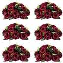 Inweder Flower Centerpieces for Wedding Tables: Wedding Table Decorations Burgundy Flower Balls Centerpieces for Engagement Cerebration Party Center Pieces 6 Packs