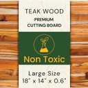Premium Teak Wood Cutting Board 18" x 14" x 0.6" for Kitchen Meat, Fruit, Pizza Prep - Large Thin Edge Grain with Juice Groove, Solid Hardwood, Non-Toxic, BPA & Plastic Free by New M Way