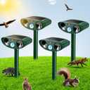 4 Pack Solar Ultrasonic Animal Repellent Outdoor Deer Repellent Devices Cat Repeller Raccoon Deer Deterrent for Squirrel, Rabbit, Dog, Waterproof with Motion Detector for Yard