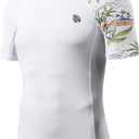 HUGE SPORTS Men's Splice UV Sun Protection UPF 50+ Skins Rash Guard Short Sleeves (Large)