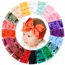 doboi Baby Girl Hair Bows and Nylon Headbands Set - 20PCS Infant Toddler Accessories With Big Bows (Classic Headbands Style)