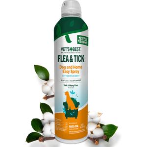 Vet's Best Natural Flea and Tick Easy Spray for Dogs  Cotton Spice Scent  Natural Flea & Tick Prevention  Kills Pests on Contact  Plant-Based Formula  Made in USA  14 oz