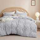 Bedsure Boho Duvet Cover Queen Size - Boho Bedding, Tufted Queen Duvet Cover for All Seasons, 3 Pieces Embroidery Shabby Chic Home Bedding,Comforter Not Included (Light Grey, 90" x 90")