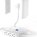 Flat Plug Power Strip Detachable, 3-Outlet 6ft Ultra Thin White Wall Extension Cord 13A 125V 1625W, Space-Saving,Suitable for Kitchen,TV, Living Room,Bedroom, Narrow Space, ETL Listed