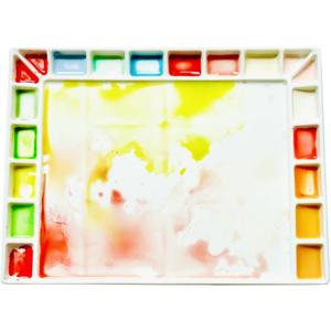 Bower Bird Porcelain Watercolor Palette 18wells/20wells Rectangle Artist Professional Ceramic Palettes for Painting (Porcelain) (12.6x9.4in)